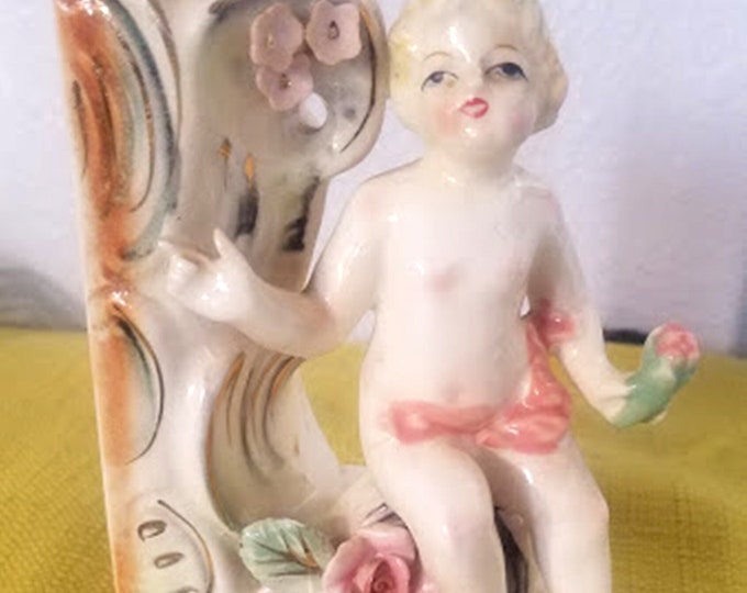 Vintage Porcelain Vase with Sweet Baby