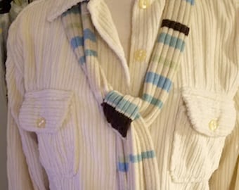Vintage 80's Baggy Corduroy Crop Jacket & 70's Knit Scarf - Set