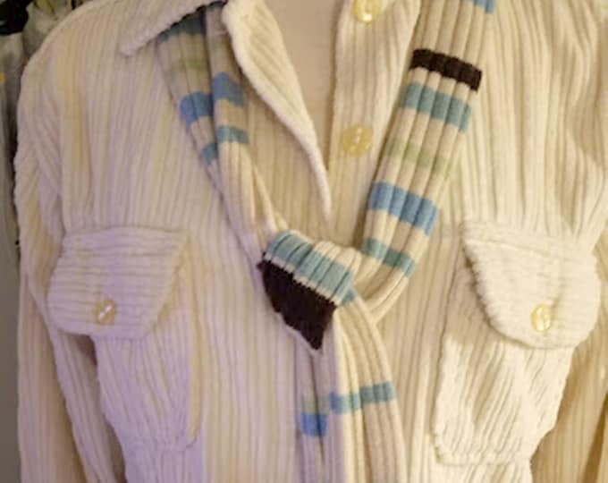 Vintage 80's Baggy Corduroy Crop Jacket & 70's Knit Scarf - Set