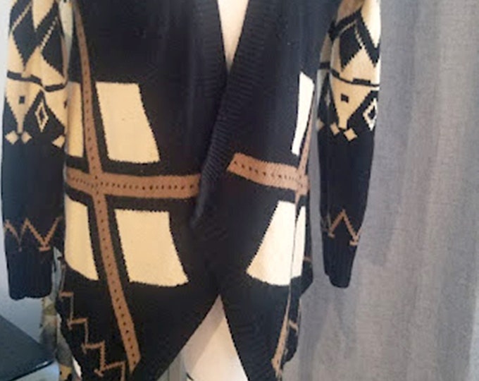 Vintage Geometric Acrylic & Wool Cardigan