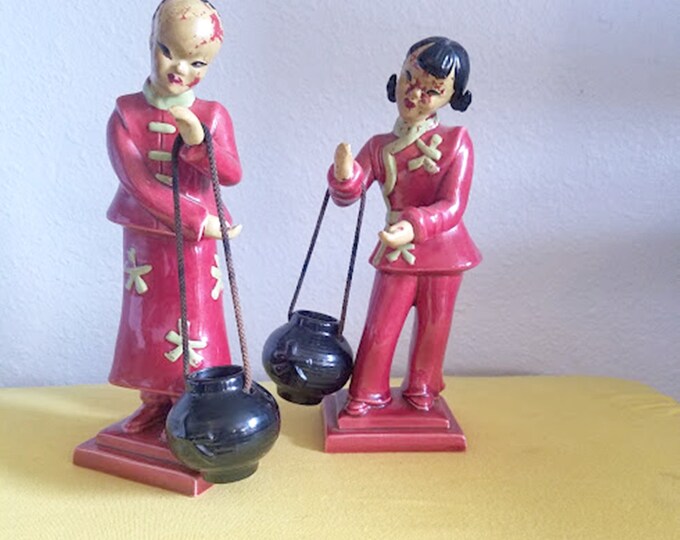 Vintage Set of Signed YONA Japanese Figurines