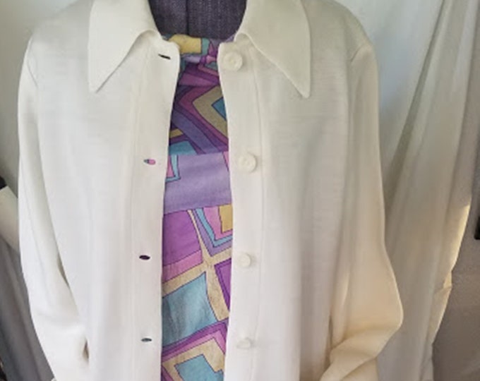 Vintage 70's LeRoy Knitwear White Cardigan - Never Worn