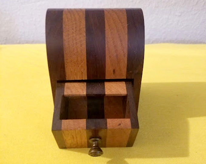 Vintage Wooden Inlaid Pencil Holder