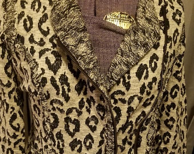 Sassy Vintage Lucky Brand California Knitwear Animal Print Jacket