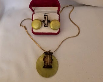 Vintage 4 Piece Unique Zen Set of Brass, Wood, Shell