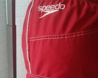 Vintage Speedo Red & White Sport Swim Trunks