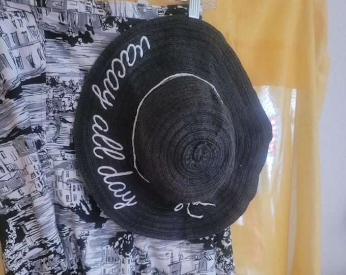Vintage Straw Sun Hat "Vacay All Day"