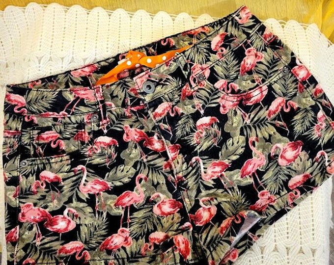 Flamingo Cotton Denim Hip-Hugger Short Shorts