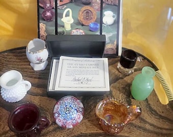 Collection of 6 Franklin Mint 1980's Glass Miniatures  - Original Brochure & Item Cards