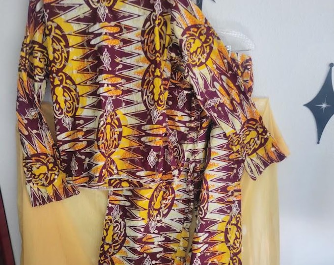 Rare Vintage 90's African Batik Two-Piece Handmade Set Draw String Pants & Top Never Worn!