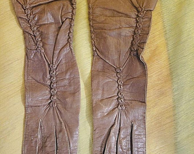 Made in France Vintage 1940's Hand Cut Leather Gloves