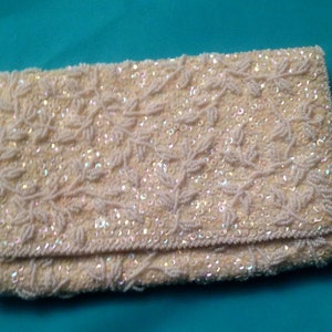 Vintage Handmade Silk & Beads Bag from Hong Kong