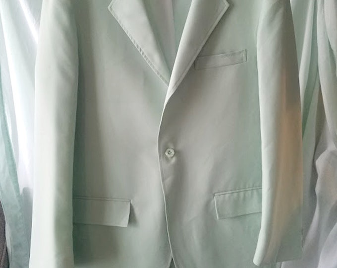 Vintage 70's Mint Green Polyester Dinner Jacket Size 44