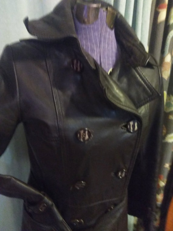 Amazing Vintage 70's Dark Brown Leather Coat Doubl