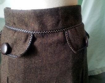 Fully-Lined Vintage Tweed Pleated Skirt