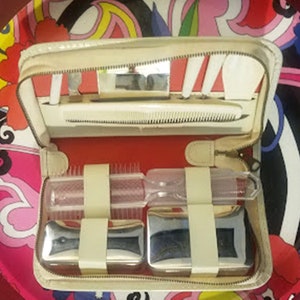 Stylish & Compact, 10 Piece West Germany Leather Travel Kit