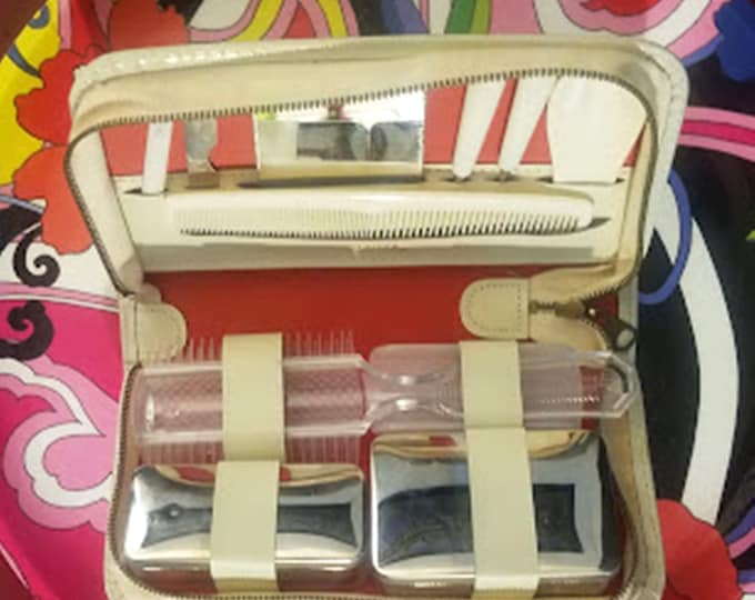 Stylish & Compact, 10 Piece West Germany Leather Travel Kit