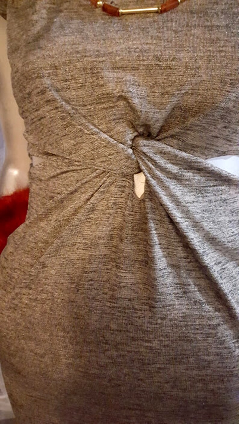 Vintage Charlotte Russo Metallic Knit Cut-Out Mini Dress