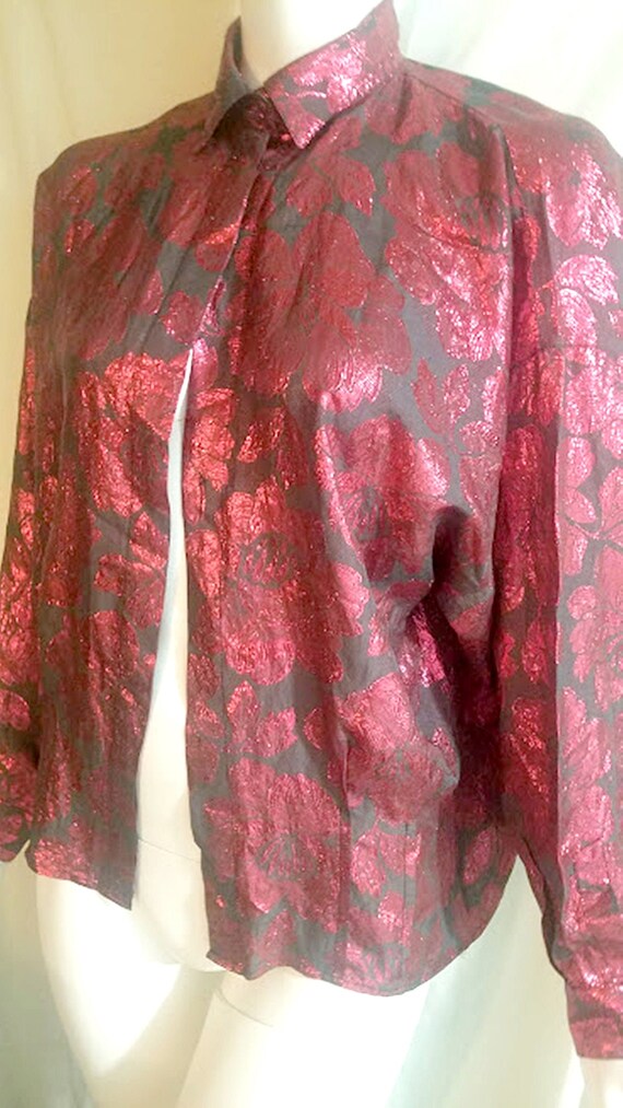 Vintage 80's Metallic Liquid Silk Blouse from Ita… - image 7