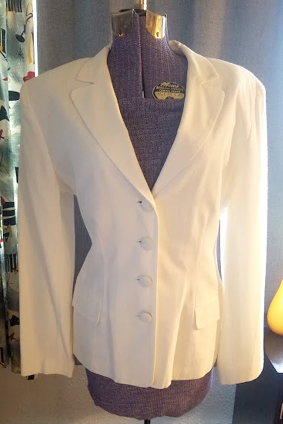 Vintage 90's Chic White Rayon Jacket - image 5