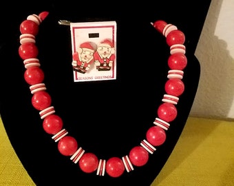 Whimsical Vintage Santa Necklace & Earring Set