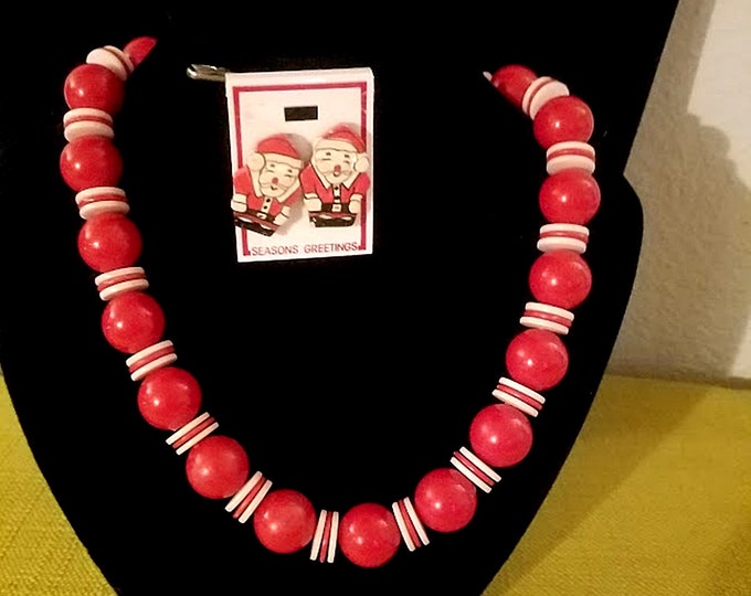 Whimsical Vintage Santa Necklace & Earring Set
