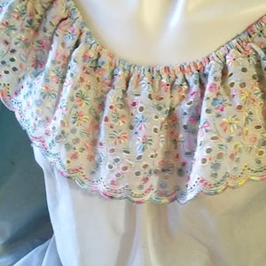 Vintage Cotton Eyelet Ruffle Peasant Top