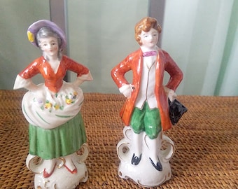 Antique Hand-Painted 5" Porcelain Figurines