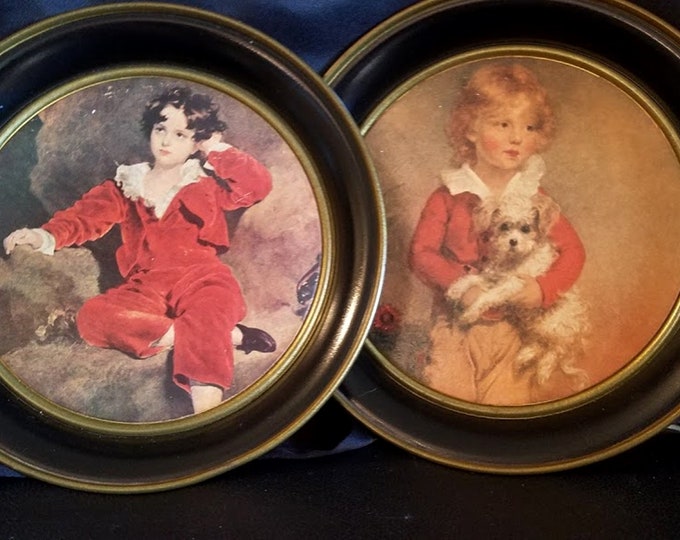 Vintage 70's  Tin Plates by Fabcraft "The Red Boy" & "Master Simpson"