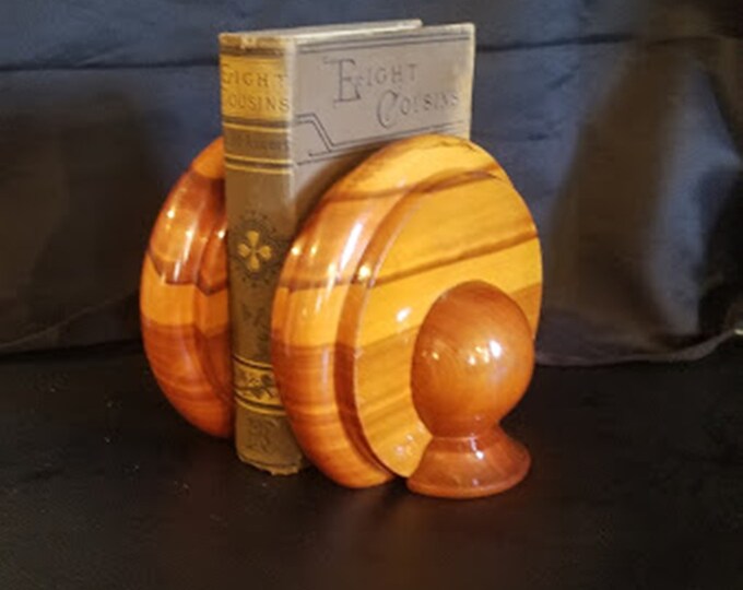 Vintage 60's Wooden Door Knob Bookends