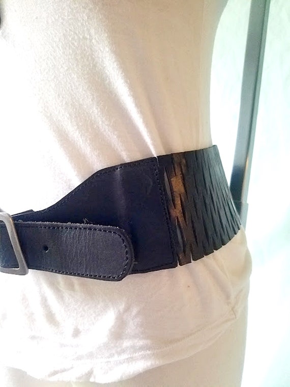 Vintage Betsey Johnson Leather Modernist Belt - image 1
