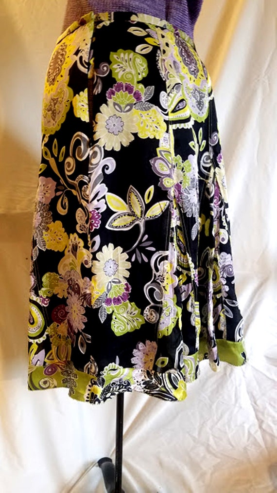 Vintage Silk Floral Panel Skirt - image 4