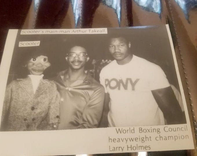 Vintage Vegas 1982 Autographed Photo Larry Holmes and Arthur Takeall & Scooter