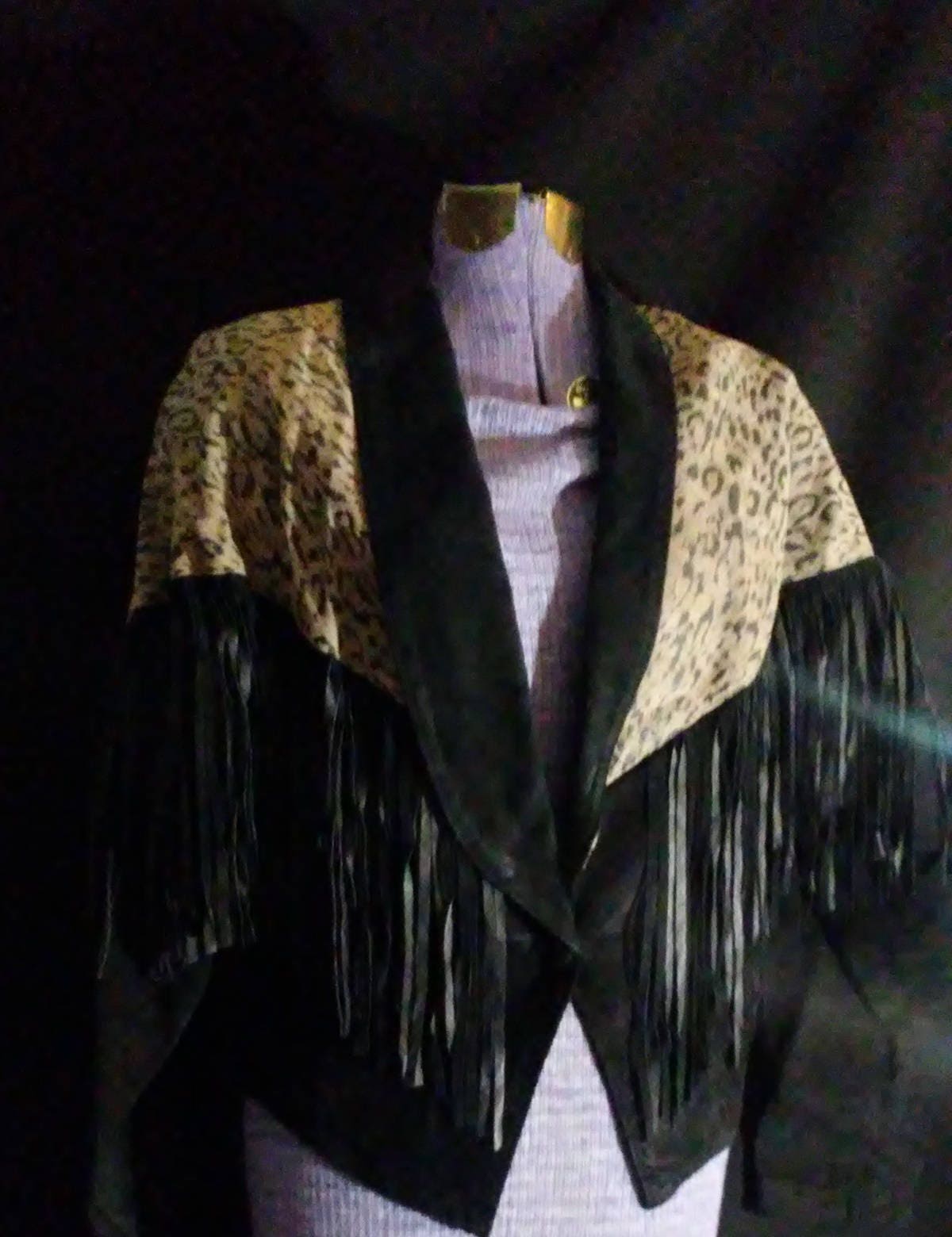 Vintage 80 S Cheetah Black Suede Fringed Jacket
