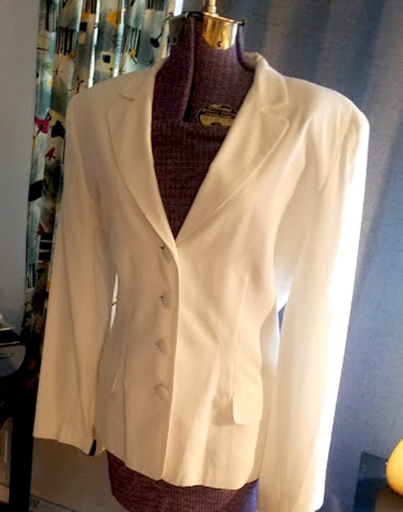 Vintage 90's Chic White Rayon Jacket - image 4