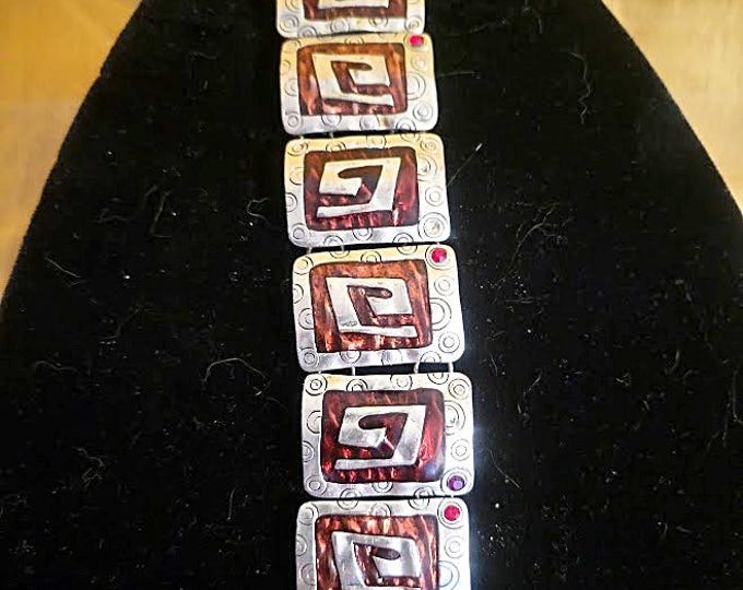 Vintage New Zealand Tribal Abstract Link Bracelet