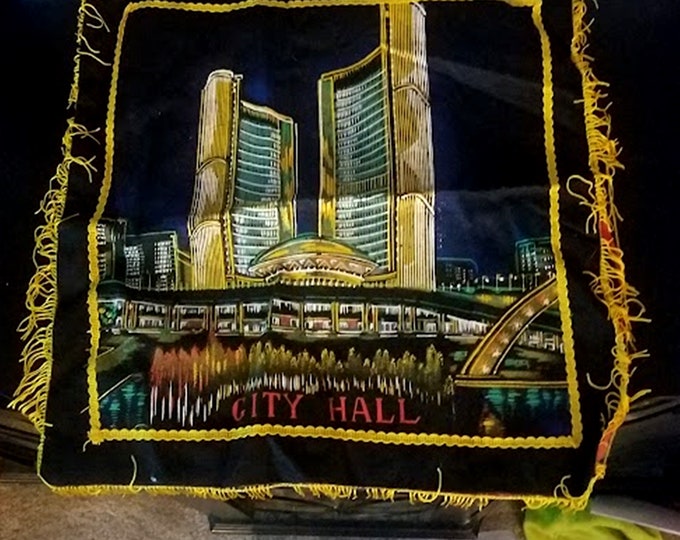 Vintage Toronto Canada Velveteen Pillow Cover