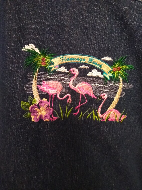 Tropical Embroidered Cotton Denim Jacket - image 4