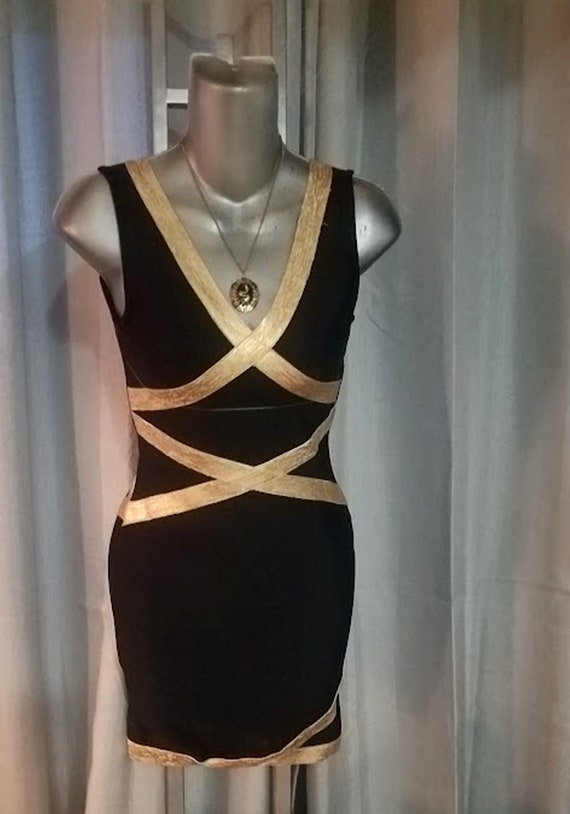 Y2K Black Knit Gold Lame' Party Dress