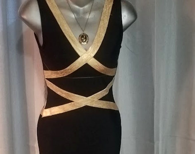 Y2K Black Knit Gold Lame' Party Dress