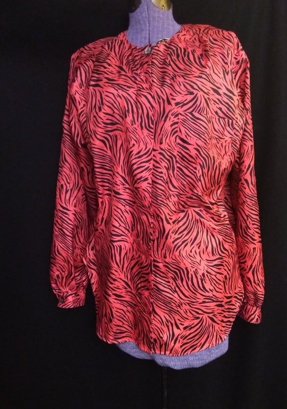 Vintage 80's Tiger Blouse- Halloween Colors - image 1