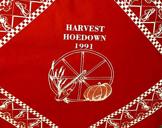 Harvest Hoe-Down 1991 Vintage Cowboy Bandana