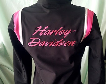 Vintage Harley Davidson Black & Pink Sleek Riding Jacket Size S