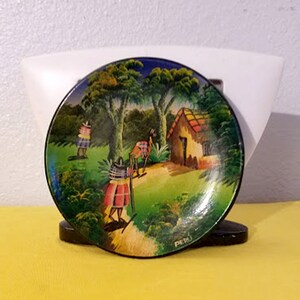 Rare Vintage Hand-Painted Peruvian Clay Souvenir Plate