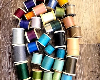 Vintage Collection of Thread Spools 35 Plus Count: Polyester Cotton Silk Assortment