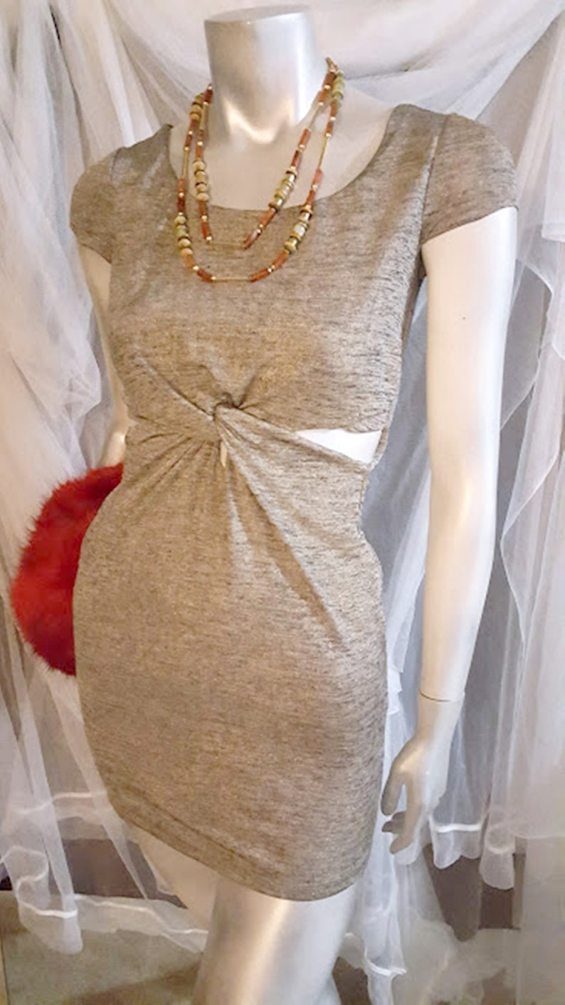 Vintage Charlotte Russo Metallic Knit Cut-Out Mini Dress