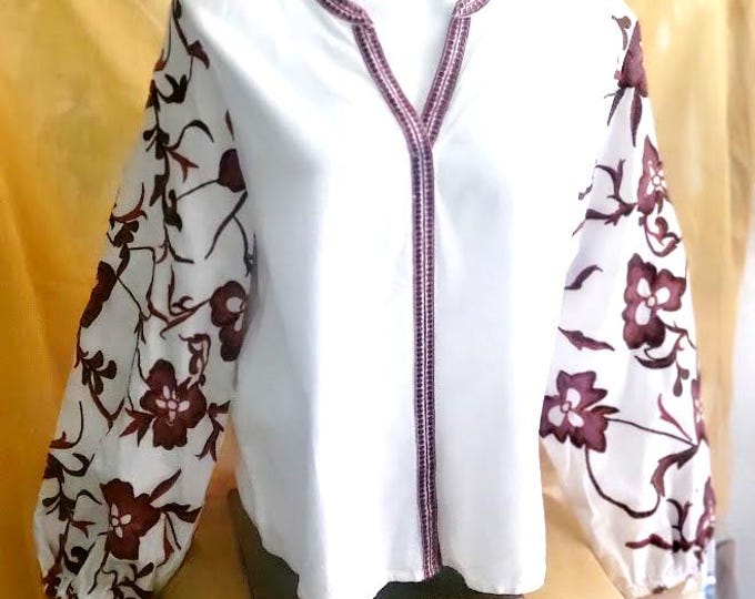 Made in India Heavy Embroidered Floral Cotton Resort Top XL