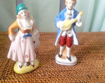 A Pair of Porcelain Musician Figurines Made in Japan