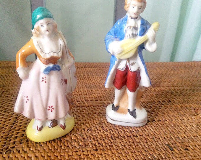 A Pair of Porcelain Musician Figurines Made in Japan