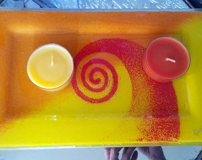 Revitaglass Fused Art Glass Dish/ Tray Handcrafted in New Zealand